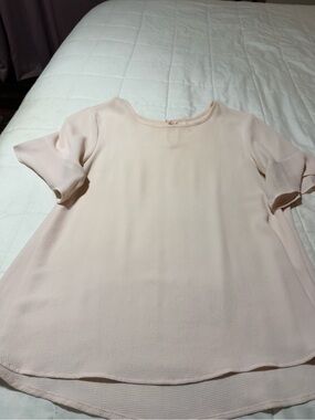 Light Blush Short-Sleeve Scoop Neck Blouse